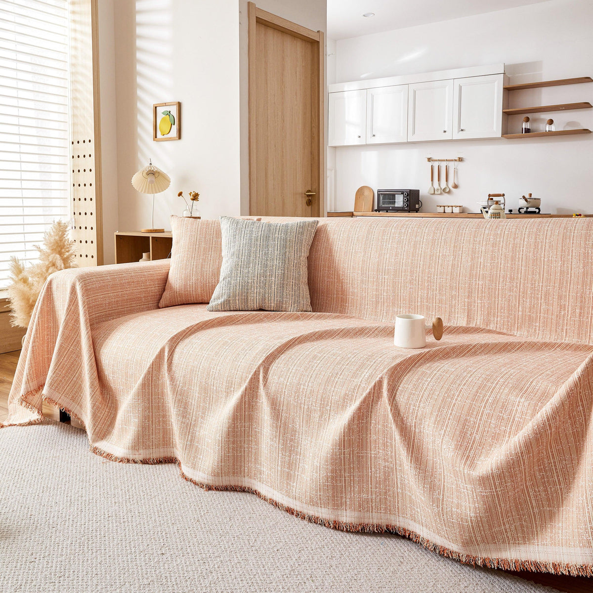 Couch Cover Blanket Couch Covers for Most Shape Sofas Washable Durable Sofa Throw Cover with Tassels