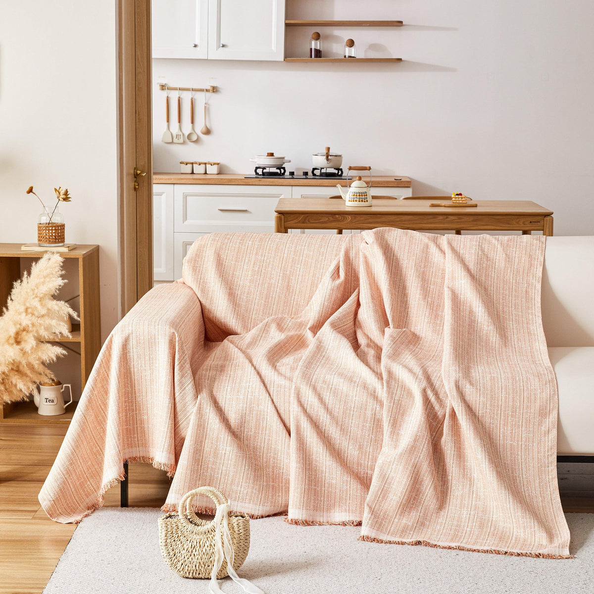 Couch Cover Blanket Couch Covers for Most Shape Sofas Washable Durable Sofa Throw Cover with Tassels