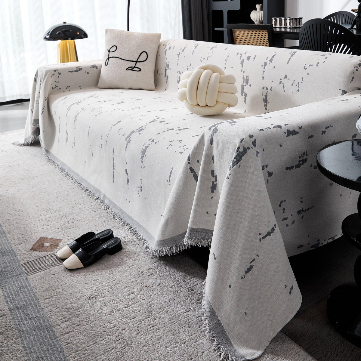 Couch Cover Reversible Chenille Sofa Slipcover for Sectional Multi-Use Decorative Couch Protector