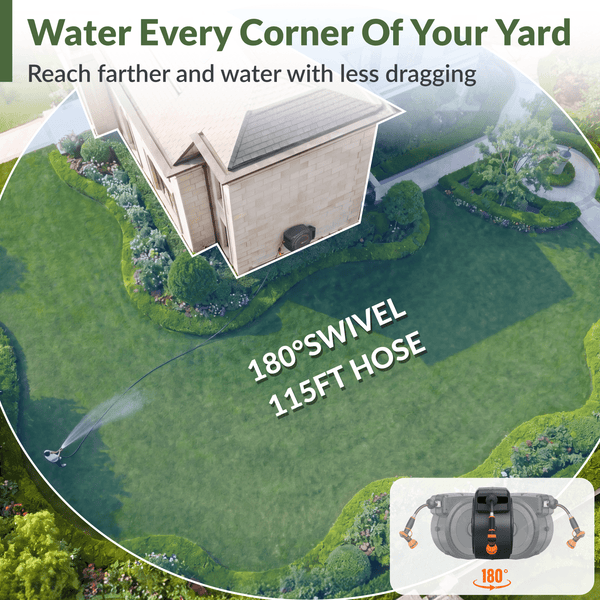 Retractable Garden Hose Reel-5/8 in-115ft