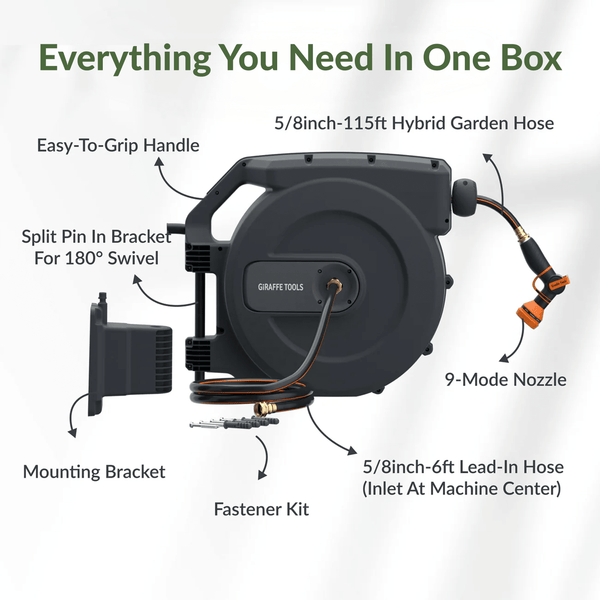 Retractable Garden Hose Reel-5/8 in-115ft
