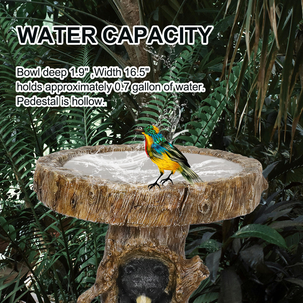 Concrete Bird Baths Two Cubs and Honeycomb 23 Inch