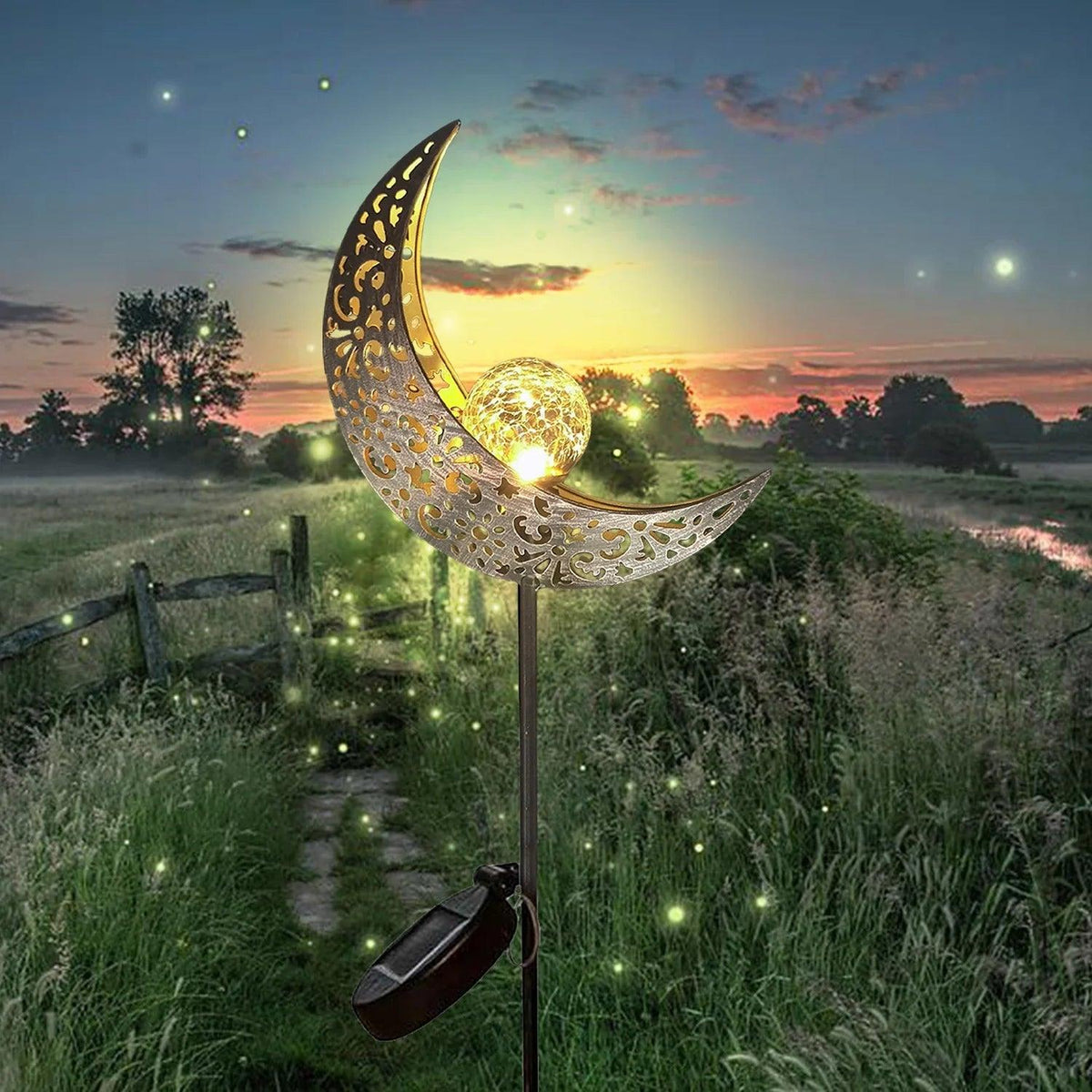 1 PC Cat Moon Fairy Shaped Iron Solar Lamp