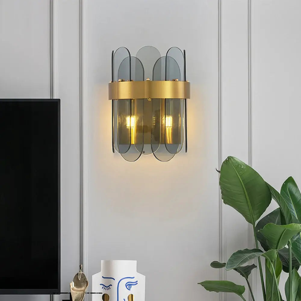 Gold Oval Glass Wall Lamp