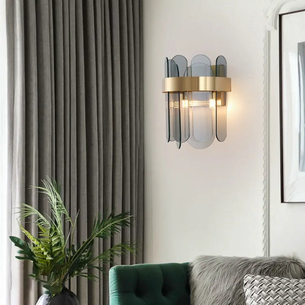 Gold Oval Glass Wall Lamp