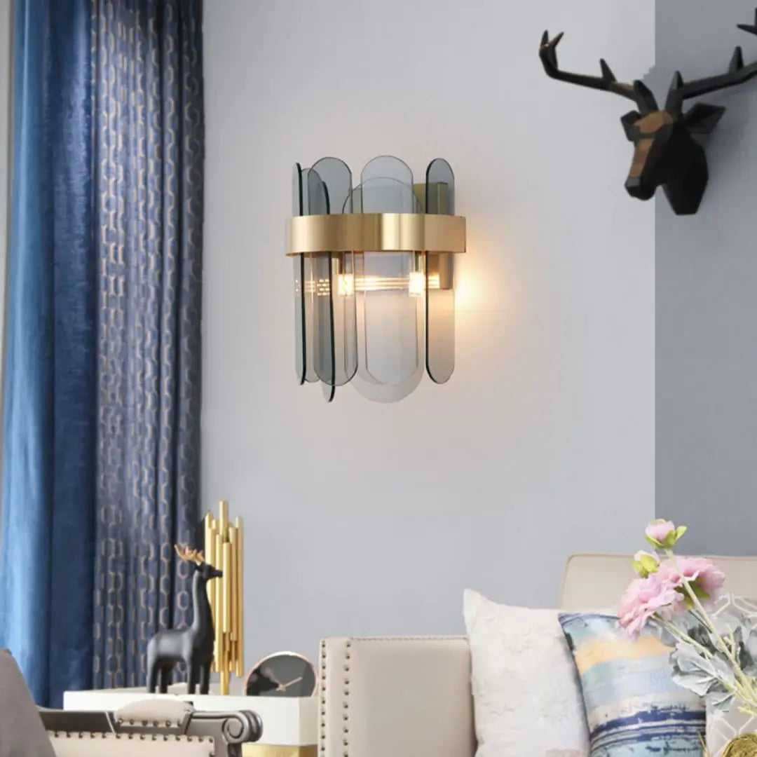 Gold Oval Glass Wall Lamp