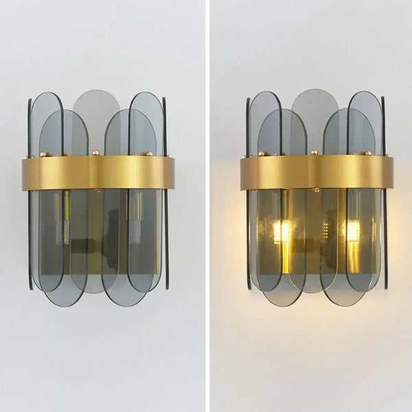 Gold Oval Glass Wall Lamp