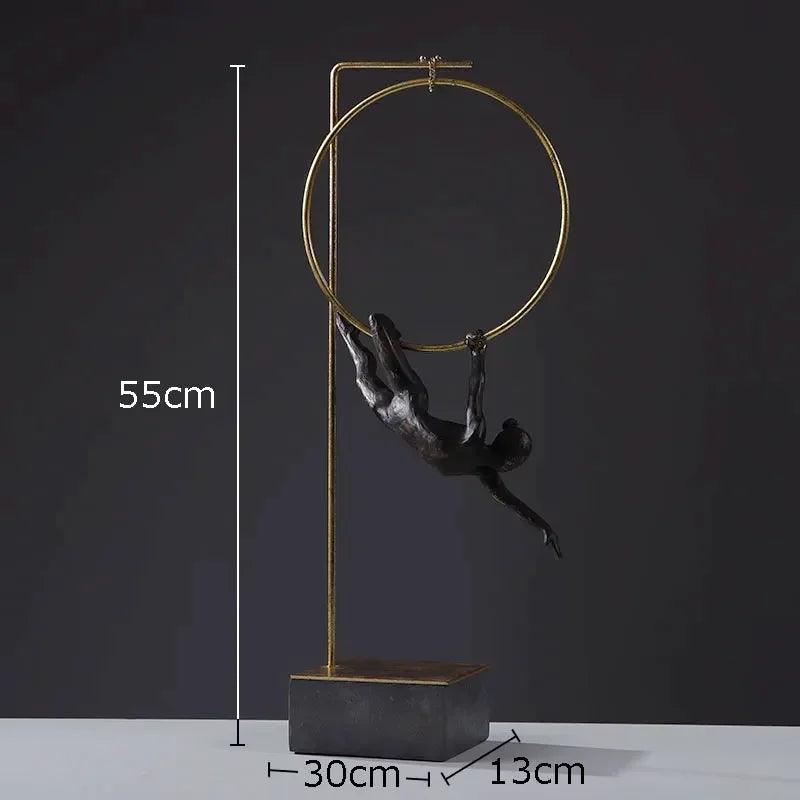 Abstract Acrobat Hanging Ring Sculpture