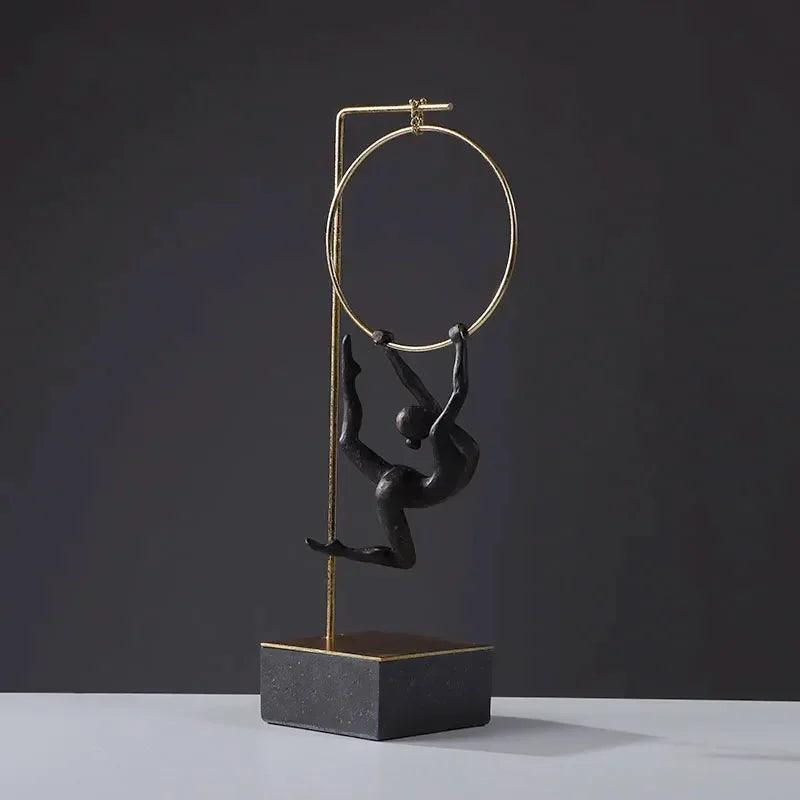 Abstract Acrobat Hanging Ring Sculpture