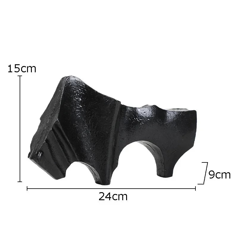 Abstract Black Bull Decorative Sculpture