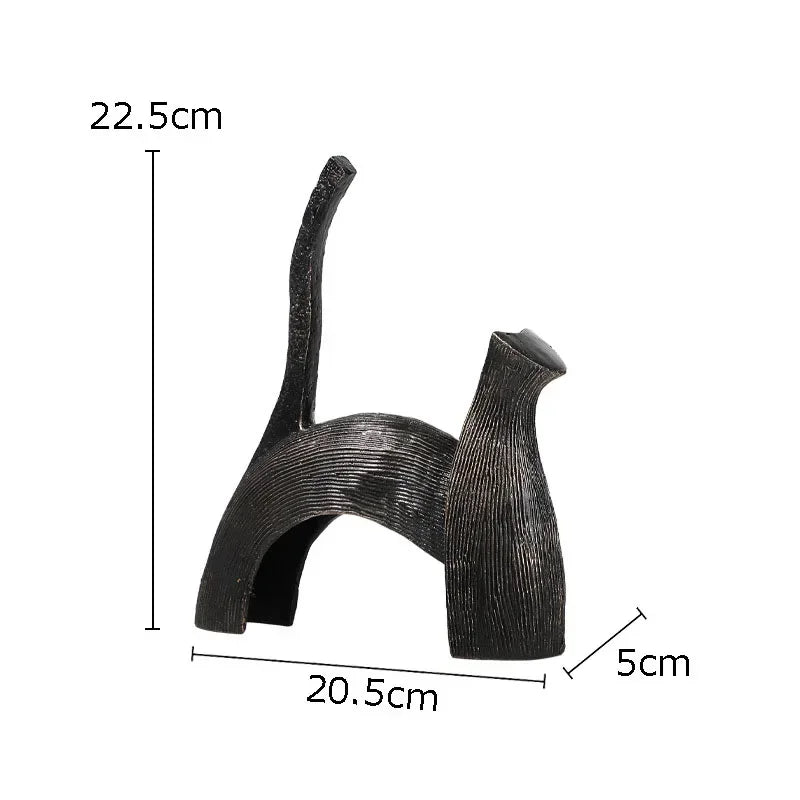 Abstract Black Bull Decorative Sculpture