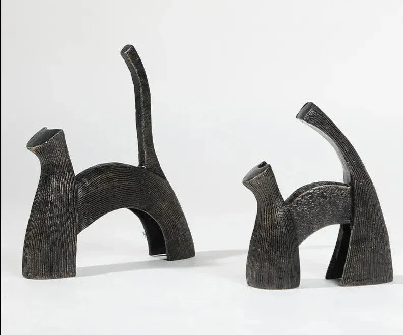 Abstract Black Bull Decorative Sculpture