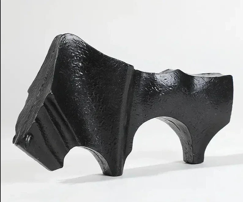 Abstract Black Bull Decorative Sculpture