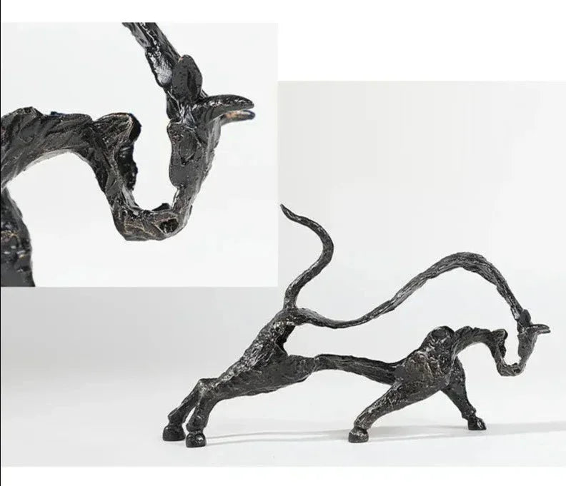 Abstract Black Bull Decorative Sculpture