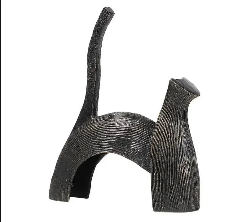 Abstract Black Bull Decorative Sculpture