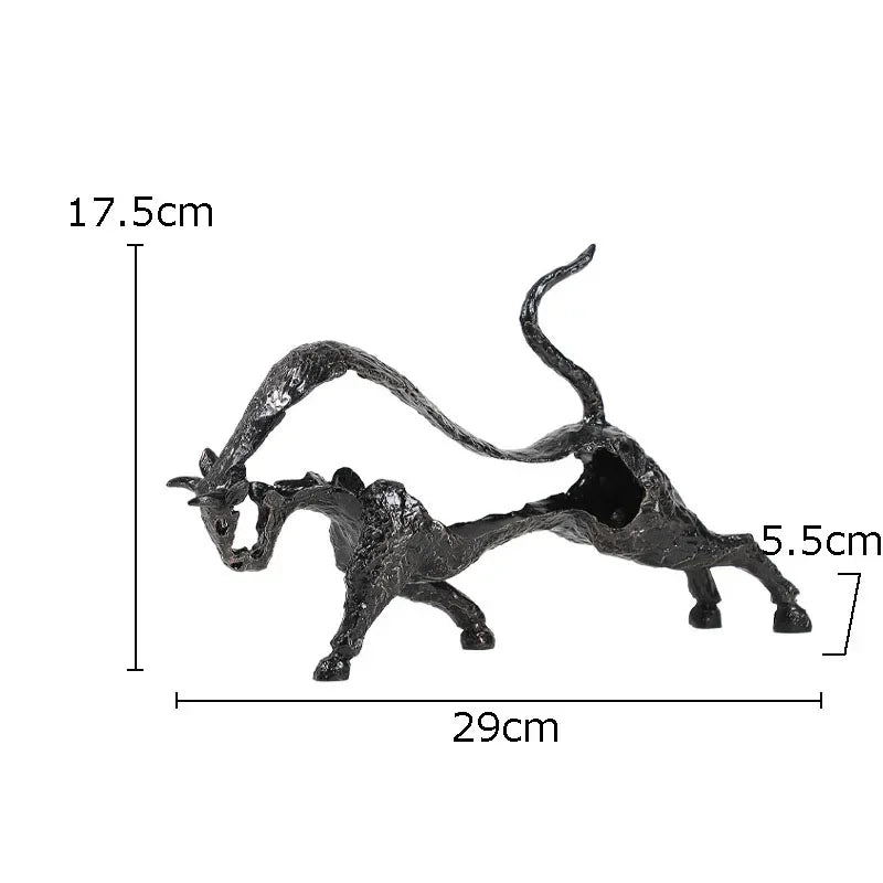 Abstract Black Bull Decorative Sculpture