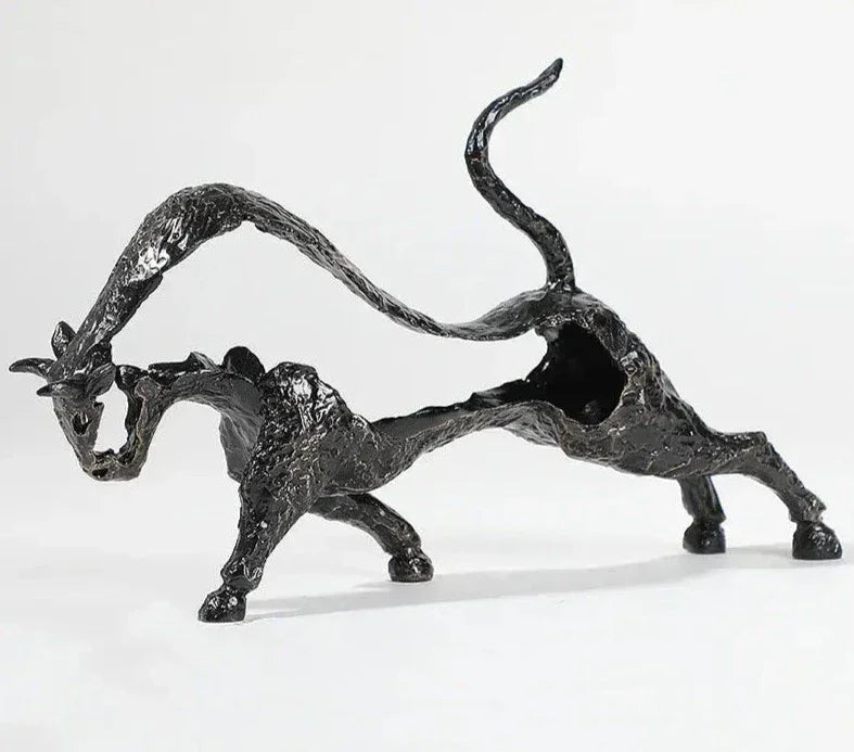 Abstract Black Bull Decorative Sculpture