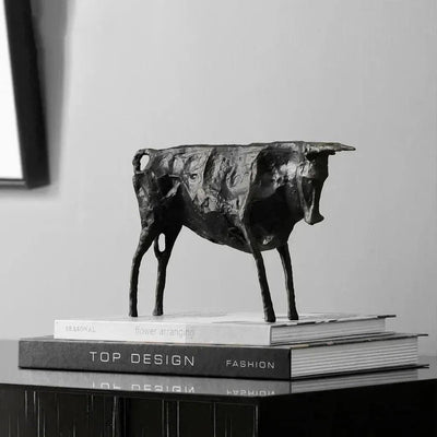 Abstract Bull Statue Textured Metal Sculpture for Your Home Decor