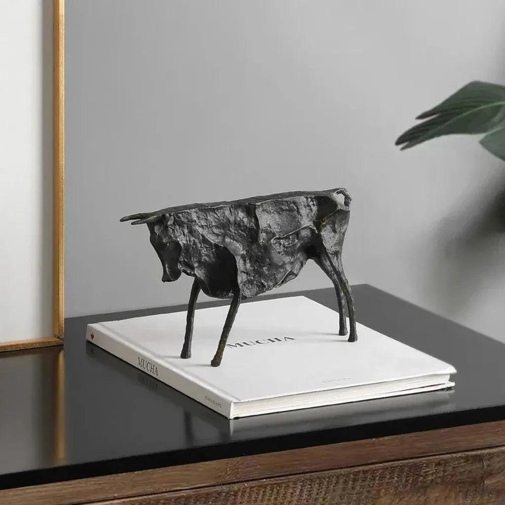 Abstract Bull Statue Textured Metal Sculpture for Your Home Decor