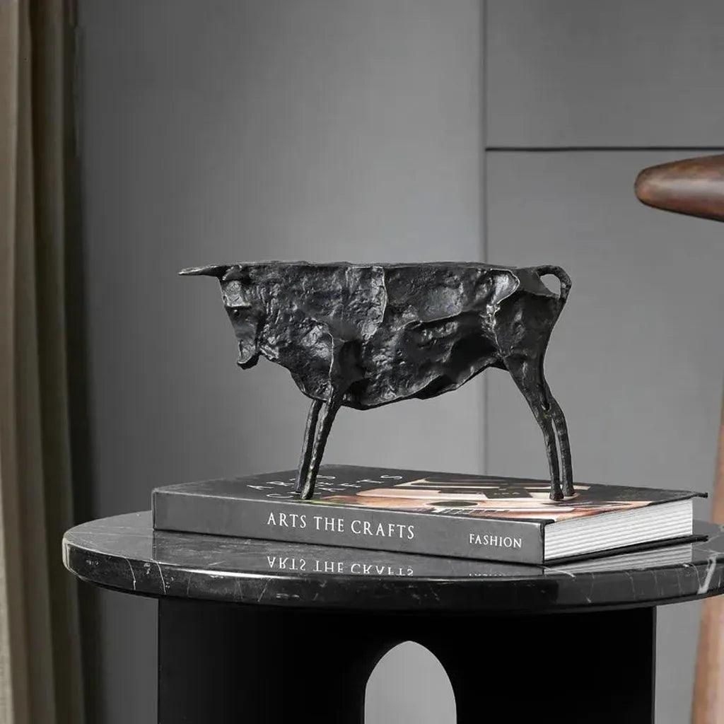 Abstract Bull Statue Textured Metal Sculpture for Your Home Decor