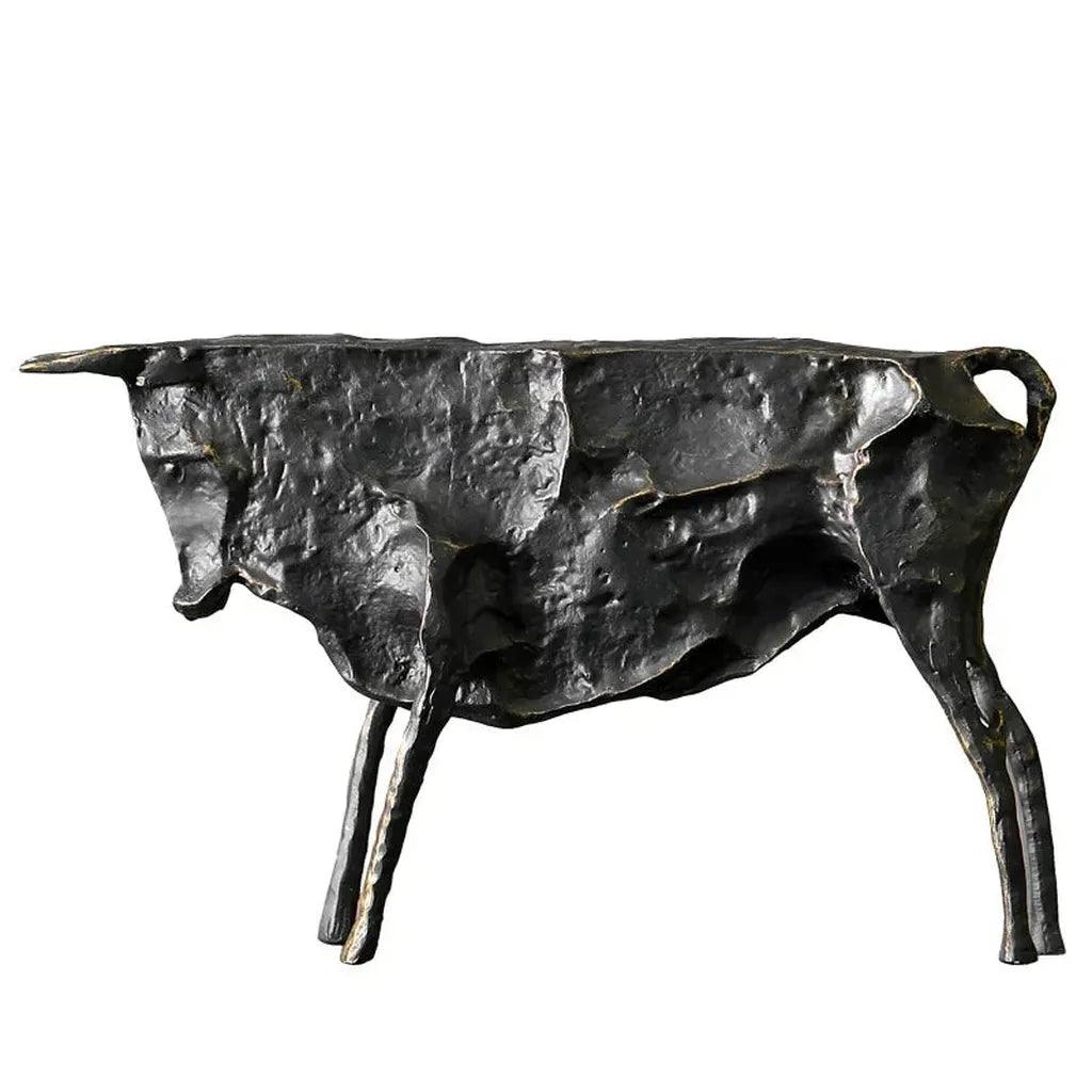 Abstract Bull Statue Textured Metal Sculpture for Your Home Decor