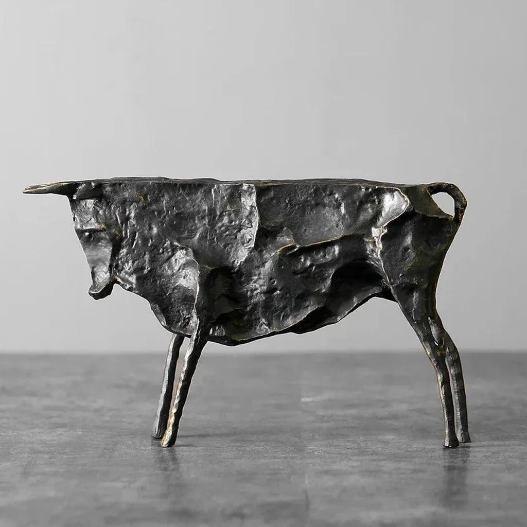 Abstract Bull Statue Textured Metal Sculpture for Your Home Decor