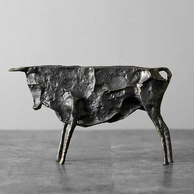 Abstract Bull Statue Textured Metal Sculpture for Your Home Decor