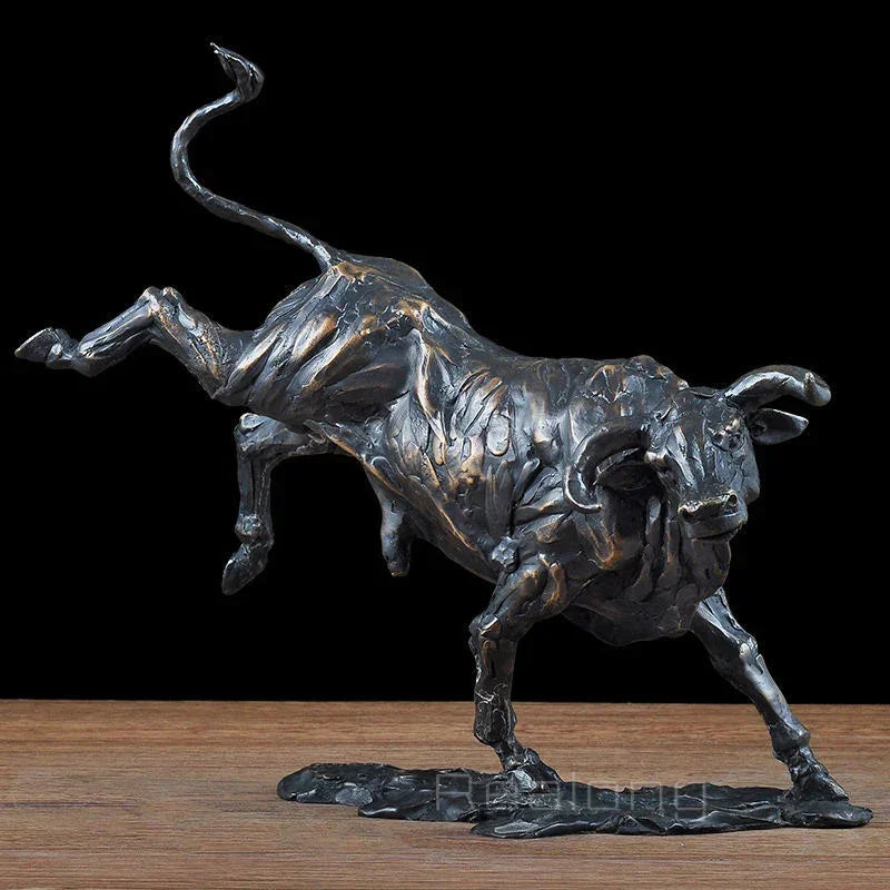 Abstract Charging Bull Bronze Sculpture