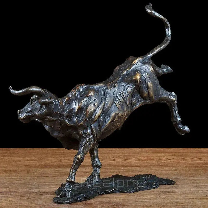Abstract Charging Bull Bronze Sculpture