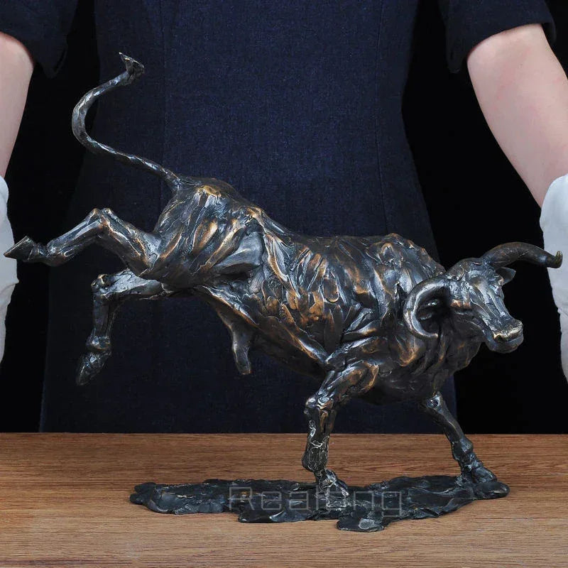 Abstract Charging Bull Bronze Sculpture