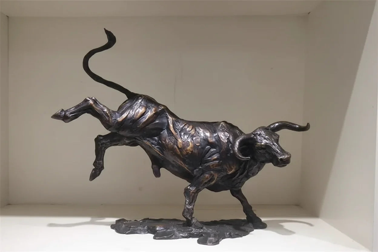 Abstract Charging Bull Bronze Sculpture