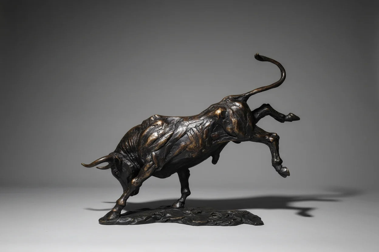 Abstract Charging Bull Bronze Sculpture