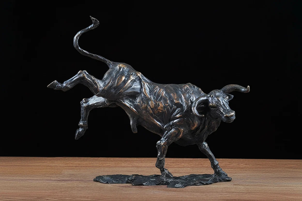 Abstract Charging Bull Bronze Sculpture