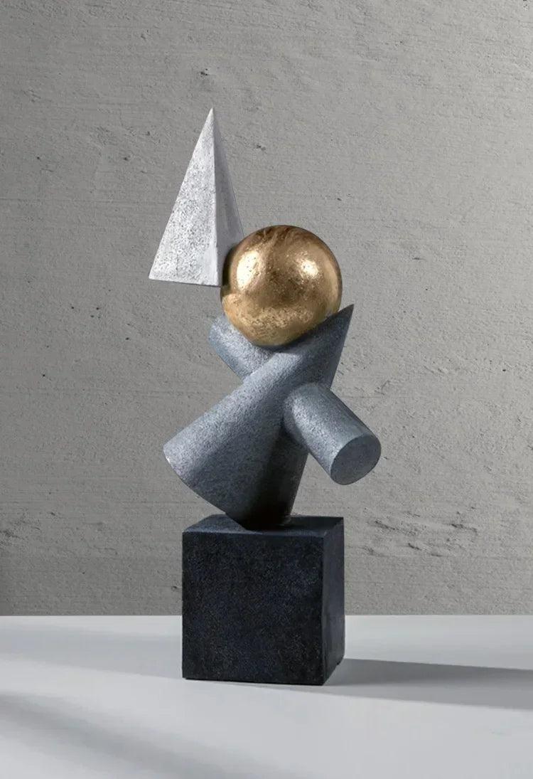 Abstract Geometric Sculpture Gold Leaf Accents for Your Living Room