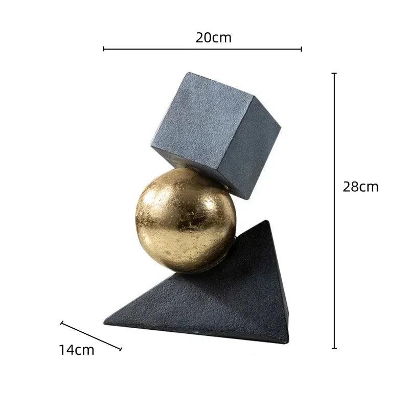 Abstract Geometric Sculpture Gold Leaf Accents for Your Living Room