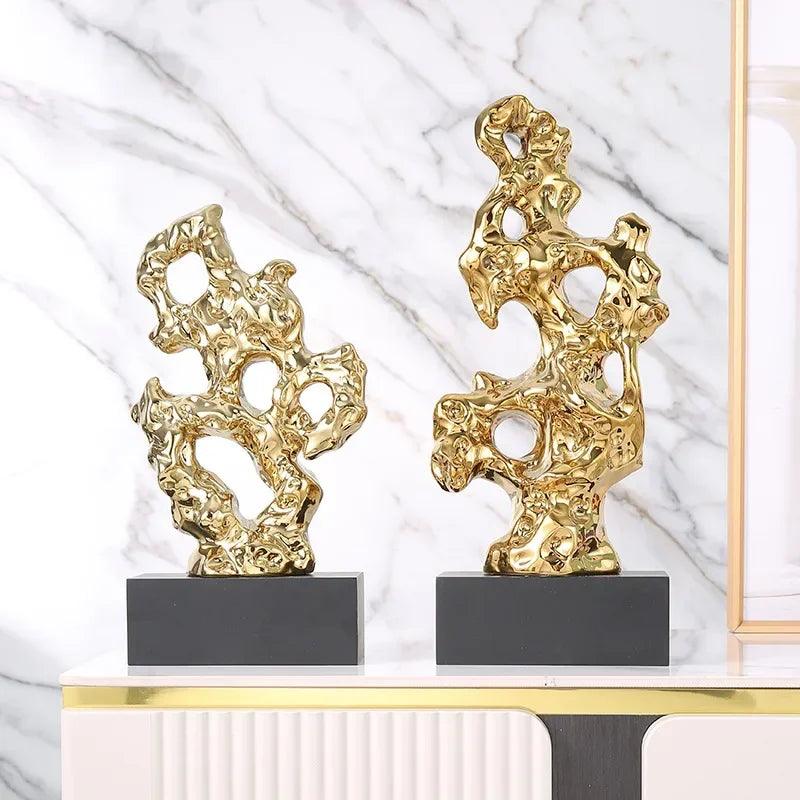 Abstract Gold Hollow Decorative Sculpture