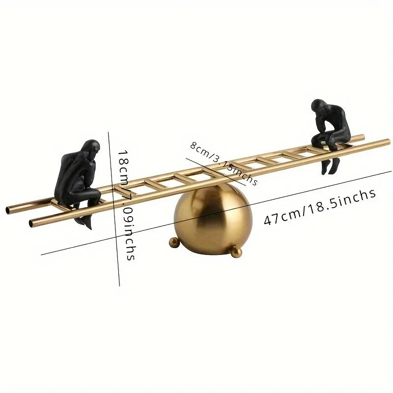 Abstract Ladder Balance Sculpture – Modern Thinker Figurine Table Decor