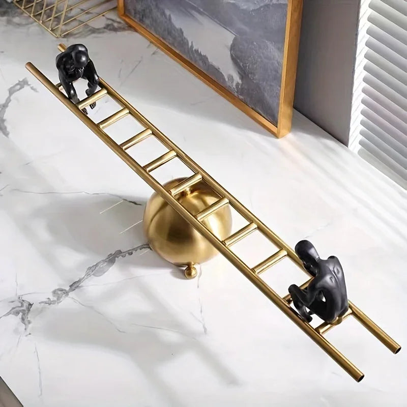 Abstract Ladder Balance Sculpture – Modern Thinker Figurine Table Decor