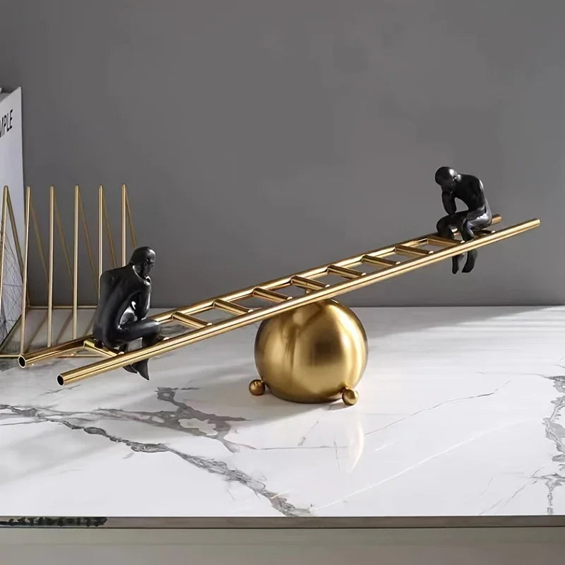 Abstract Ladder Balance Sculpture – Modern Thinker Figurine Table Decor