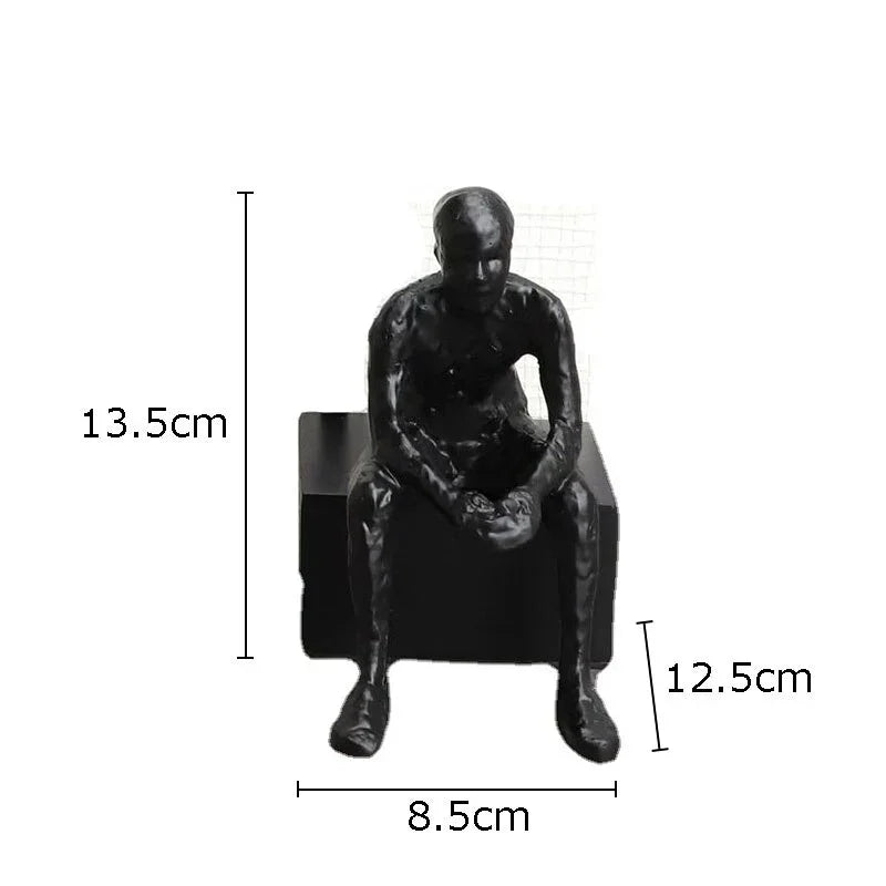 Abstract Long-Legged Thinker Sculpture Modern Matte Black Figurine