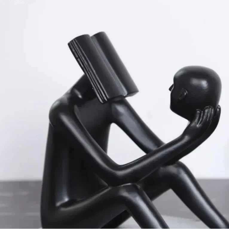 Abstract Seated Figure Sculpture Holding a Head