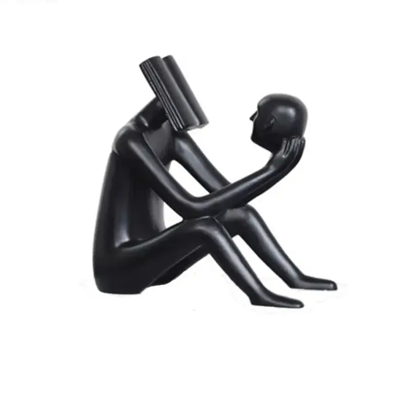 Abstract Seated Figure Sculpture Holding a Head