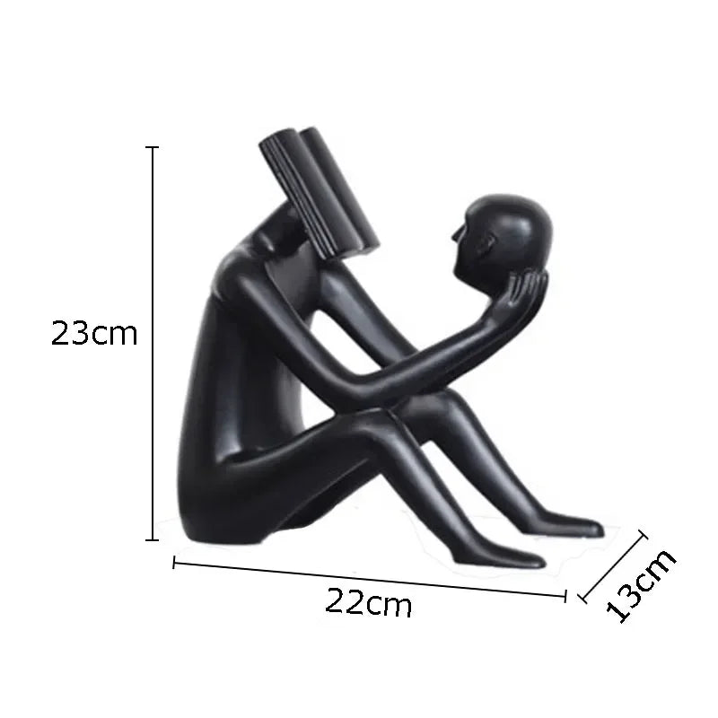 Abstract Seated Figure Sculpture Holding a Head