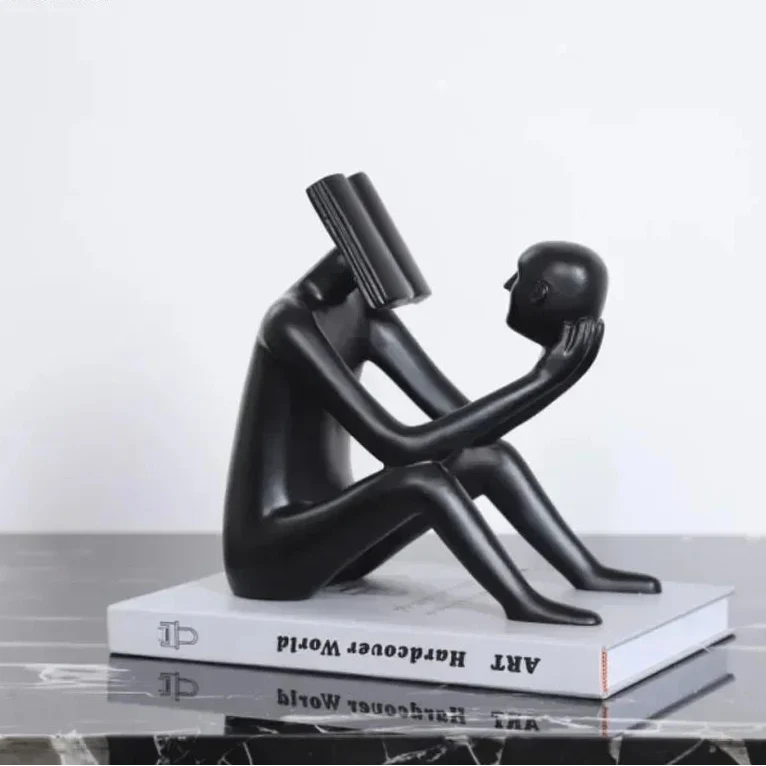 Abstract Seated Figure Sculpture Holding a Head