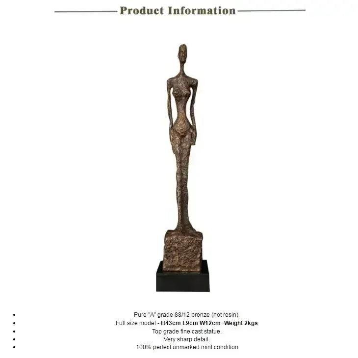 Abstract Standing Woman Brass Sculpture