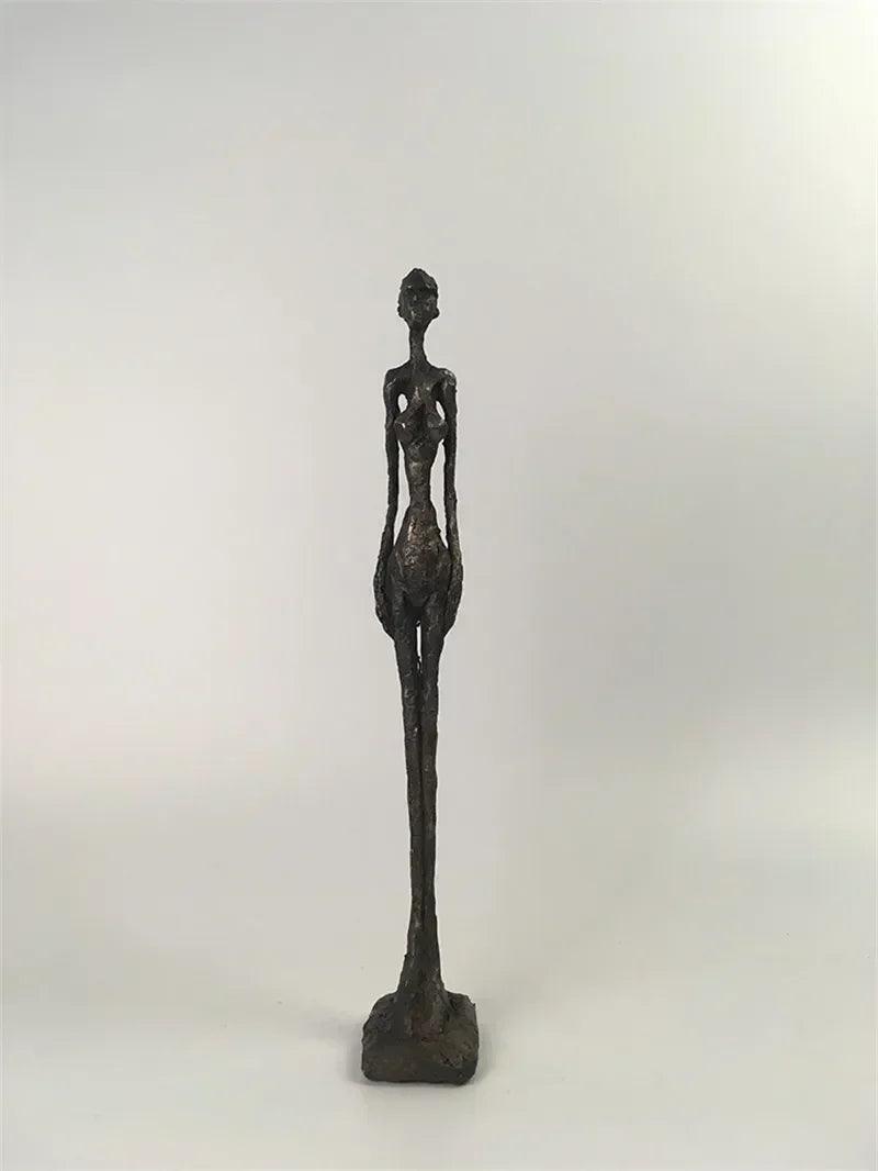 Abstract Standing Woman Brass Sculpture