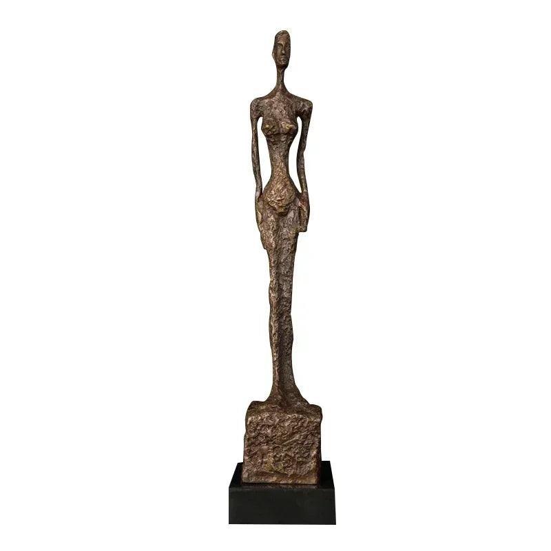 Abstract Standing Woman Brass Sculpture