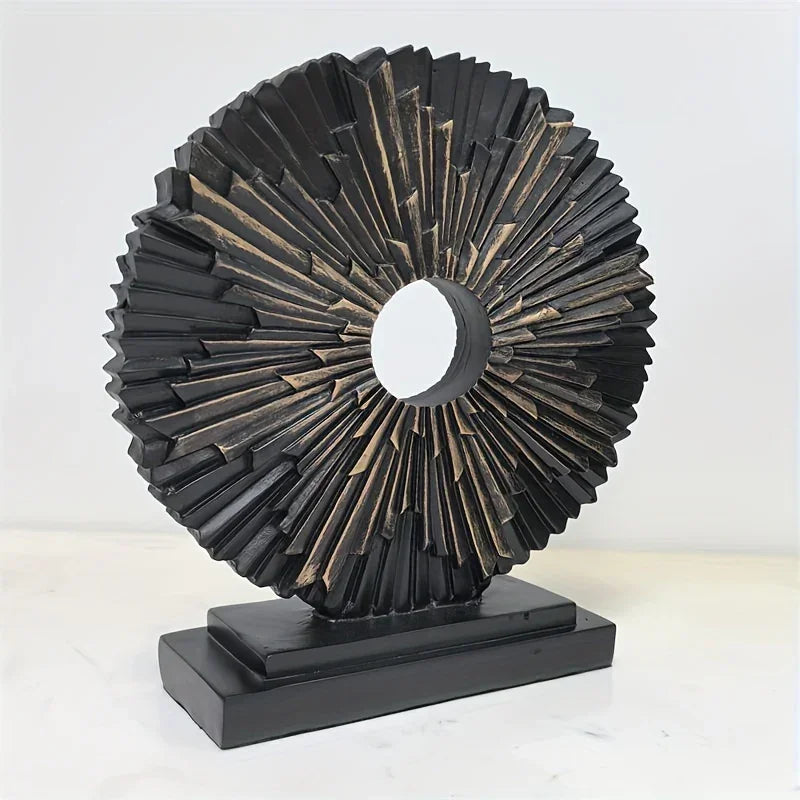 Abstract Sunburst Decorative Sculpture with Stand