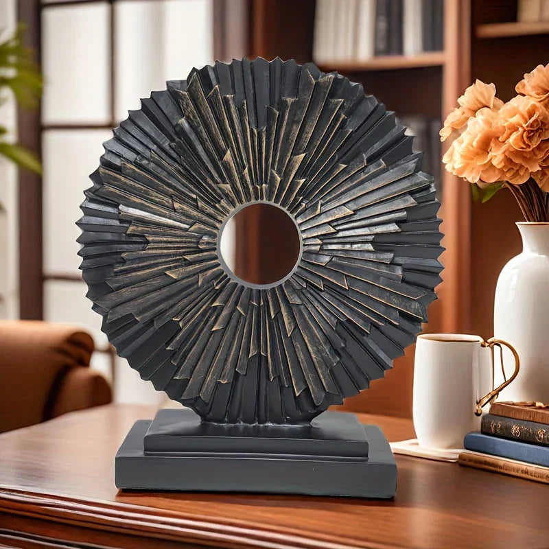 Abstract Sunburst Decorative Sculpture with Stand