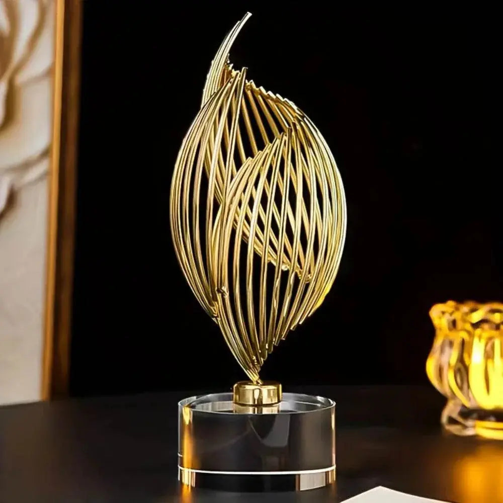 Abstract Table Sculpture - Golden Modern